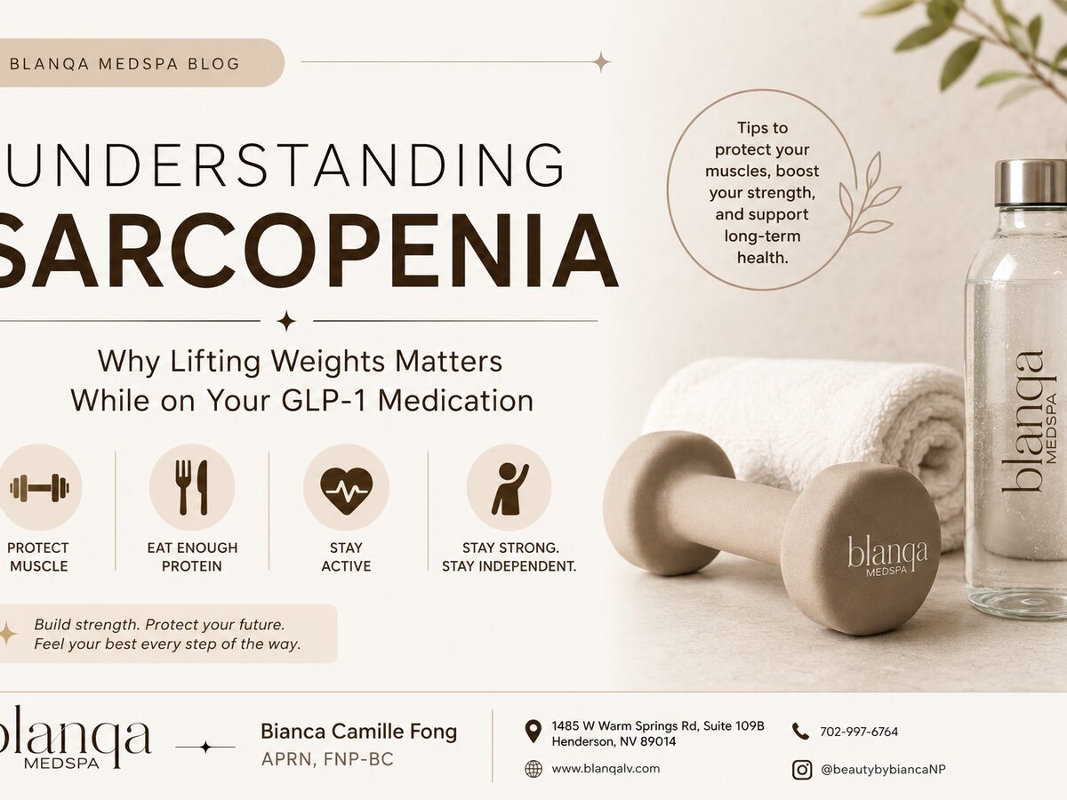 Illustrated cover card for the article on sarcopenia and why strength training matters on GLP-1 medication.