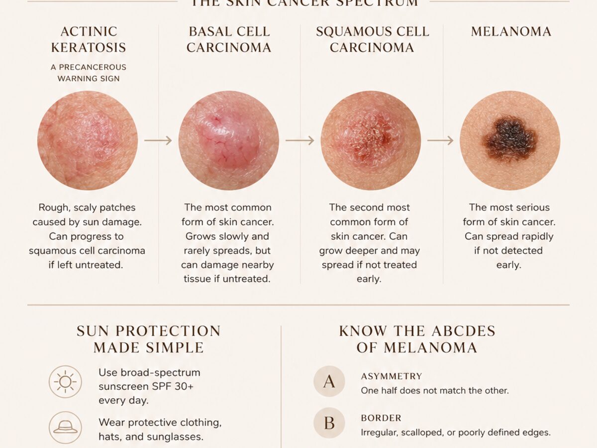 Illustrated cover card for the article on summer sun safety and the warning signs of skin cancer.
